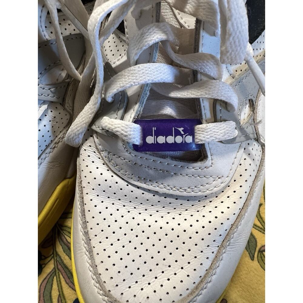 Diadora White Black Yellow Purple Accent Low-Top Sneakers - Picture 5 of 11